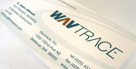 Wavtrace business card designed by Hovie and TMA Design